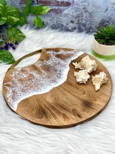 Planche à découper en bambou en forme d'ananas avec dessus en résine époxy, bloc de découpe antidérapant, plateau de service, pièce unique - Product Image 4