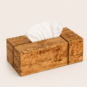 Caja de pañuelos de lujo hecha a mano con madera de abedul de Karelia, cubierta de madera natural de primera calidad con vetas figuradas, servilletero rectangular para el hogar. - Product Image 5