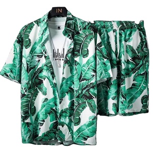 Chemise short homme ensemble décontracté à manches courtes chemises et shorts tenue vêtements été plage vacances hommes t-shirts ensembles - Product Image 1