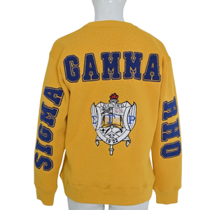 Sweat-shirt en chenille Sigma Gamma Rho doré pour femme, broderie de lettres grecques, col rond, haut décontracté de qualité supérieure - Product Image 4