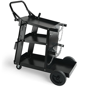 Weldpro 3-Tier Heavy Duty Four-Wheel Welding <b>Cart</b> for MIG/TIG Welders Plasma Cutters Powder Coated Black Rolling <b>Trolley</b> GAR050 - Product Image 5