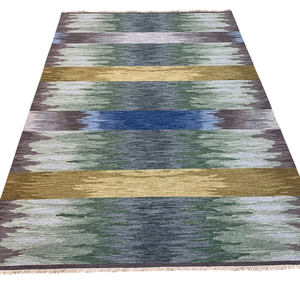 Tapis moderne en laine tissé à la main, écologique, à poils ras, tissage plat - Product Image 6