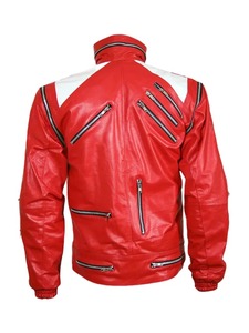 Veste streetwear en cuir véritable pour homme, rouge et blanc, coupe-vent et écologique - Product Image 2
