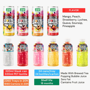 Bebida de té de burbujas popping boba de 320 ml de su marca con sabor a fresa, etiqueta privada ODM/OEM con MOQ bajo - Product Image 6