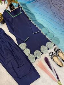 Presentamos el Nuevo Conjunto de Dupatta con Bordado Moderno de Primera Calidad para Mujer, Completamente Cosido, Salwar Kameez ZAIN EXPORTS - Product Image 3