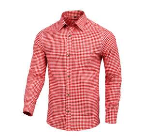 Chemise décontractée authentique bavaroise rouge pour homme, Oktoberfest, automne, coton/polyester, du S au 4XL - Product Image 1