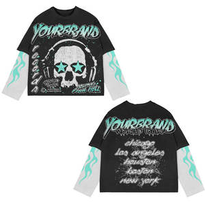 Camiseta Personalizada para Hombre, Estilo Y2K, Doble Capa, Manga Corta, Holgada, Oversize, Streetwear, con Gráficos y Letras Desgastadas, 220g, Estilo Hip Hop - Product Image 3