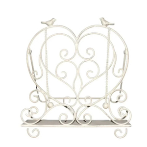 Heart Shape Metal <b>Storage</b> Rack With Birds Vintage Style White Iron Shelf For Living Room Decor Iron Book Stand - Product Image 1