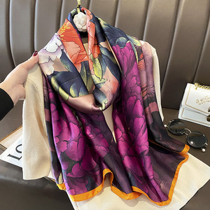 Custom Logo New Arrival Muslim Solid Stylish Elegant <b>Large</b> Warm Satin Silk Neck <b>Scarf</b> Square Shawl Wrap Multi-Functional Daily - Product Image 4