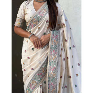 ผ้าไหมบาลูชารีทอแบบซารี น้ำหนัก 650 กรัม สำหรับชุดส่าหรีงานแต่งงานสุดหรู - Product Image 5