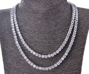 Hip Hop Style Women's Double Layer Moissanite Tennis <b>Necklace</b> Round Brilliant Cut Luxury Sparkly <b>Chain</b> - Product Image 2