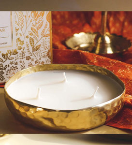 Wood Sage & Sea Salt Festive Luxe Scented Candle in Hand Beaten <b>Infinity</b> Metal Jar with 3 Wicks - Product Image 2