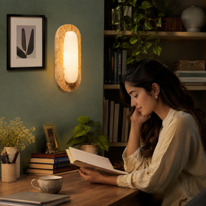 Modern Natural Stone LED <b>Wall</b> <b>Sconce</b> E26 Marble Shade Minimalist Luxury Indoor <b>Lighting</b> Fixture for Bedroom Hotel Living - Product Image 3