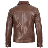 Veste en cuir véritable marron pour homme, col classique, fermeture éclair intégrale, logo personnalisé, marque privée, vêtements d'extérieur haut de gamme, vestes en cuir OEM