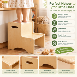 WEWOOD Custom Solid Wood Step <b>Stool</b> for Kids Eco-Friendly Durable 2-Step <b>Stool</b> with Modern Design for Home Kitchen & <b>Bathroom</b> - Product Image 4