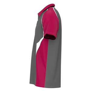 Polo à manches courtes pour homme, gris et rouge, à blocs de couleur, séchage rapide, tricoté, décontracté, vêtements de sport - Product Image 4
