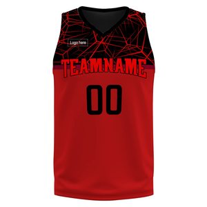 Reversible Basketball Jersey Red Black Polyester Summer Sportwear Sublimation Printing Logo Breathable Anti-Bacterial - Product Image 2