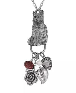 Collana con Ciondolo a Forma di Gatto e Perline in Vetro |   2028 - Product Image 2