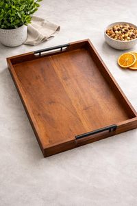 Handmade High Quality Polished Modern Rectangle Wooden Serving Tray Decorative Platter Customizable Kitchen Dining Coffee Table - Product Image 5