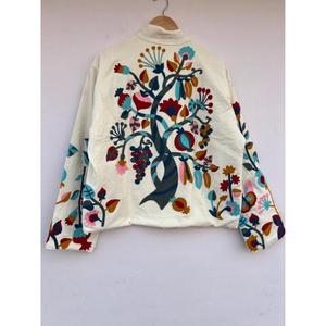 Velvet Suzani Short <b>Jacket</b> Embroidered Winter Festival Coat Handmade Tribal Bohemian Button Closure 100% Cotton Reversible - Product Image 4