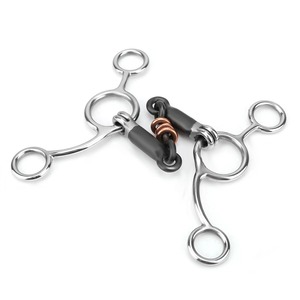 Mors de dressage équestre à joues larges en acier inoxydable avec embout en acier noir - Product Image 2