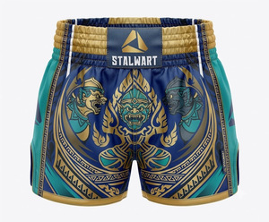 Shorts de Muay Thai STALWART, imprimé bleu or galaxie, polyester durable, vêtements d'entraînement toutes saisons - Product Image 5
