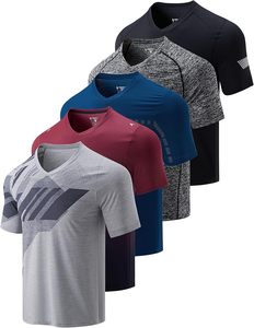 T-shirt pour homme de haute qualité, col en V, couleur unie, respirant, anti-transpiration, idéal pour la salle de sport, la gym, les activités sportives, vêtements d'été pour homme - Product Image 1
