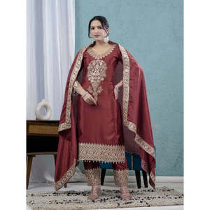 Handmade Beautiful Satin Satin <b>Top</b> and Fancy Dupatta <b>Party</b> Wear with Natural Waistline - Product Image 2