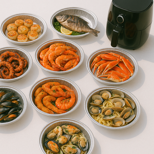 Plateau à gâteaux rond pour la restauration Plateau en papier d'aluminium avec couvercle Moule à pain recyclable personnalisé jetable de qualité alimentaire - Product Image 1