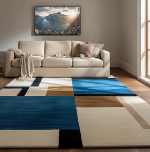 Alfombra multicolor de lana hecha a mano con diseño moderno de alta calidad, ecológica, para sala de estar, habitaciones infantiles, hoteles y oficinas. - Product Image 3