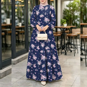 Robe longue en mousseline unie à manches longues pour femme, col rond, coupe droite, modeste, naturelle, simple, respirante, pour le printemps, soirée/formelle, ODM - Product Image 2