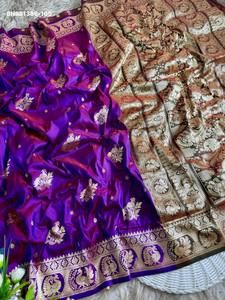 Collection Premium de Saris en Soie Paithani avec Motifs Animaux sur Toute la Surface et Bordure Riche, Tissage Pallu Peshwai, Mode Féminine - Product Image 4