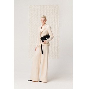 Pantalon pour femme prêt à être expédié, élégant, à jambes larges, avec panneaux en maille, tissu en maille, nouveau modèle ODM, pantalon à jambes larges scintillant pour femme - Product Image 3