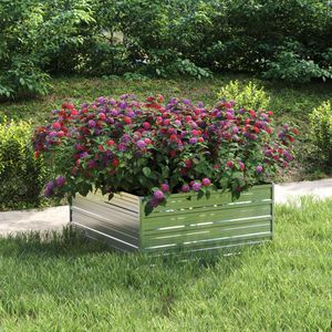 Macetas y Jardineras Elevadas de Acero Galvanizado Plateado de 39.4x39.4x17.7 Pulgadas para Jardín - Product Image 1