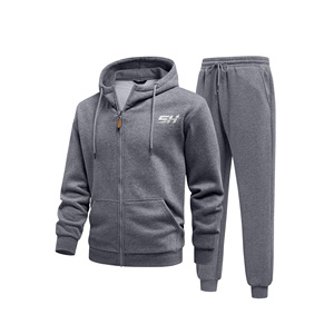Conjunto Deportivo para Hombre, Sudadera con Cremallera de Felpa de Algodón, Pantalones para Correr, Ropa Deportiva Cómoda para el Gimnasio, Económico - Product Image 1