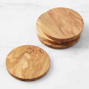 Sous-verres ronds en bois, design nordique, motif ours et montagne gravé au laser, tapis antidérapants, lot de 4 - Product Image 3