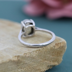 925 Sterling Silver Natural Rainbow Moonstone Oval Cabochon Ring Handmade Gemstone Prong Setting Birthstone Ring for Women - Product Image 2