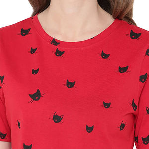 Camisetas Casuales de Verano para Mujer, Cuello Redondo, Color Rojo, 3D, Ecológicas, 100% Algodón, Corte Regular, Teñido Liso, Servicio OEM, Mejor Calidad - Product Image 6