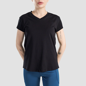 Camisetas básicas de algodón duraderas y fáciles de cuidar para mujer, con cuello en V, para viajar y un estilo casual versátil para un look moderno y duradero. - Product Image 6
