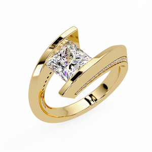 Anillos de compromiso únicos con diseño bypass, anillos de diamantes de laboratorio Princess de 1.00 ct, certificados por IGI, anillos de boda de oro macizo de 14k - Product Image 2