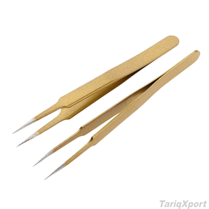 Pince à épiler de précision en forme de C, pointe dentelée, acier inoxydable, courbée, longueur 10 mm, pour extensions de cils 3D volume - Product Image 4