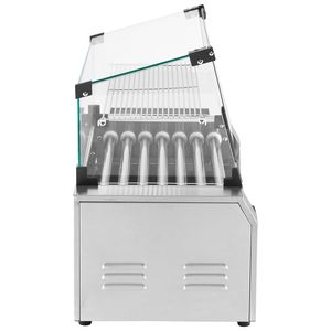 Griglia per Hot Dog in Acciaio Inox con 7 Rulli, 1200W, Macchina da Cucina Commerciale con Copertura Riscaldante per Panini - Product Image 2