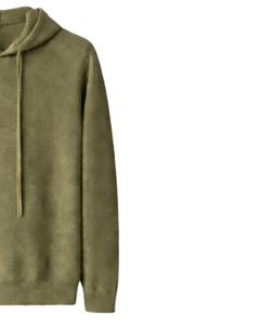 Sudadera con Capucha Personalizada para Hombre, Color Verde Oliva, de Algodón y Felpa, Manga Larga, Informal, con Capucha con Cordón Ajustable, Ropa de Calle para Invierno - Product Image 2