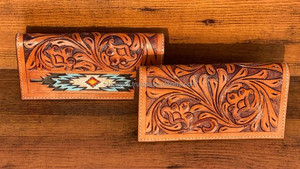 กระเป๋าสตางค์ผู้ชายแบบตะวันตกลายดอกไม้หนังแท้คาวบอยทำด้วยมือแกะสลักด้วยมือล่าสุด - Product Image 5