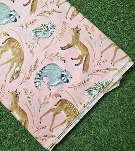 Tissu en coton imprimé à la main motif animaux de la forêt, en sergé, vendu au mètre pour la confection de robes - Collection 2026 à succès - Product Image 3