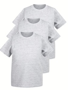 T-shirt décontracté pour homme 100 % coton, couleur unie, col rond, manches courtes, coupe classique, en jersey tricoté, sans motif - Product Image 1