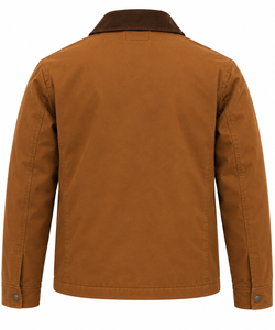 Custom <b>Mens</b> Brown Canvas Waterproof Windproof Winter Work <b>Jacket</b> <b>Corduroy</b> Collar Utility Coat Snap Placket Zip Closure D-Ring - Product Image 2
