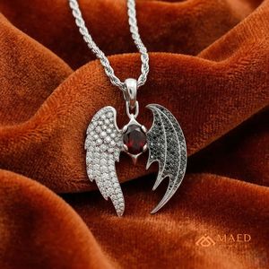 Iced Out <b>Angel</b> Devil Wing Pendant Necklace 925 Silver Moissanite Hip Hop <b>Charm</b> Gothic Jewelry for Men Party Micro Insert - Product Image 3