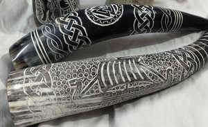 Cuerno para Beber Estilo Vikingo 100% Auténtico de Cuerno de Buey, Juego de 3-12 oz, Diseño Clásico de Animales, Hecho a Mano, Apto para Alimentos, Pulido con Brillo Natural - Product Image 6