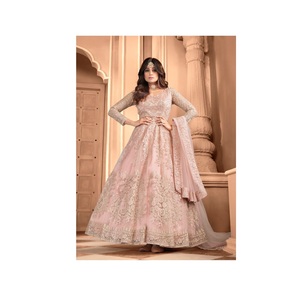 Vestido Anarkali de Tela Pesada con Bordado y Cordón para Bodas y Fiestas, Disponible a un Precio Accesible - Product Image 1